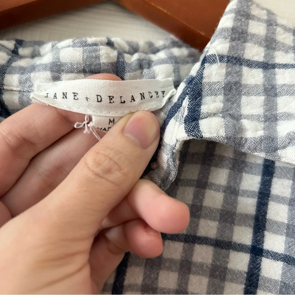 Jane and Delancey Blue and White Plaid Top - Picture 3 of 6